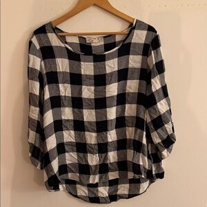 Pink Republic Black and White Plaid Blouse